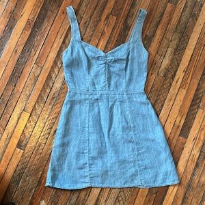 Reformation Macy Dress Mini Blue Tencel Linen Sweetheart Womens Size 4